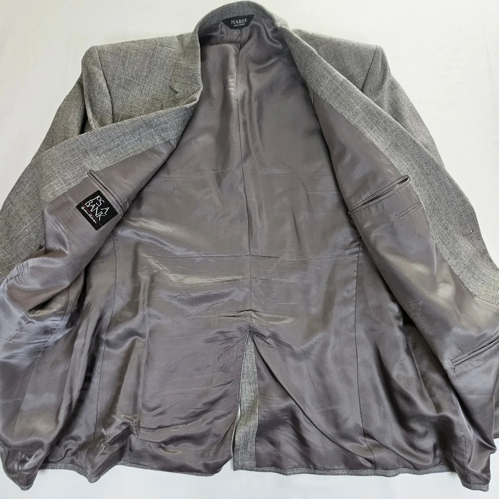 2Jos. A. Bank Blazers Lot 52L Silk Wool Camel Hair Sport Coat Grey Brown 52 Long